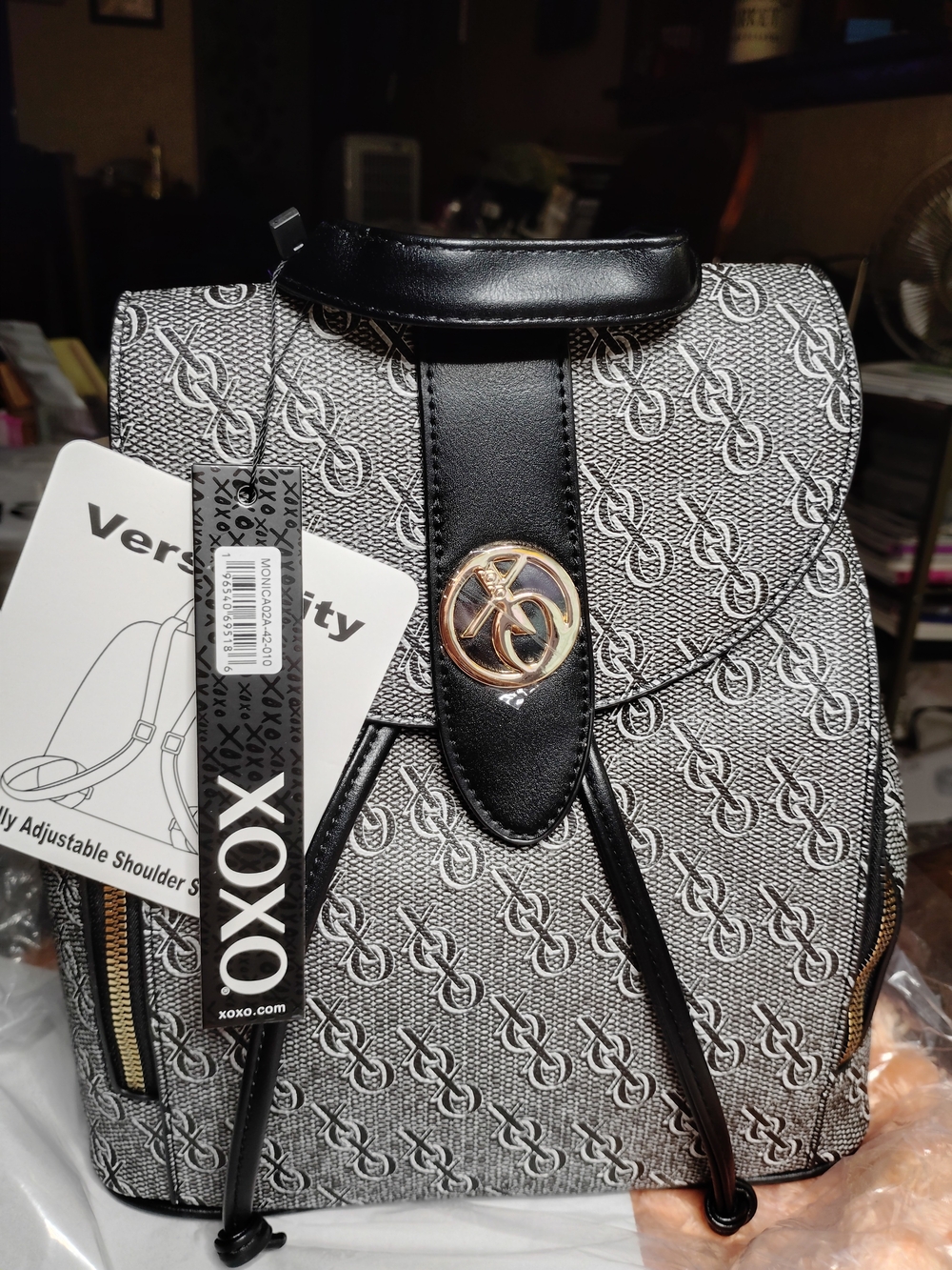 XOXO Black & Gray Signature Monogram Mini Backpack
